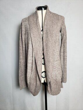 Barefoot Dreams CozyChic Lite Circle Cardi Open Front Shawl Collar Sable Medium